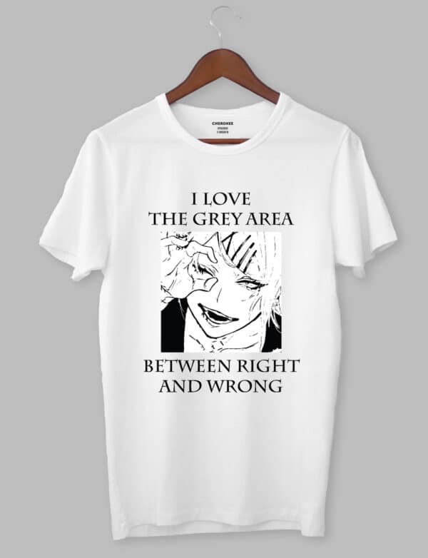 Футболка аніме "I LOVE THE GREY AREA | BETWEEN RIGHT AND WRONG"