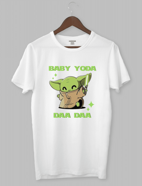 Футболка чоловіча чорного кольору з принтом Бейбі Йода "BABY YODA DAA DAA"