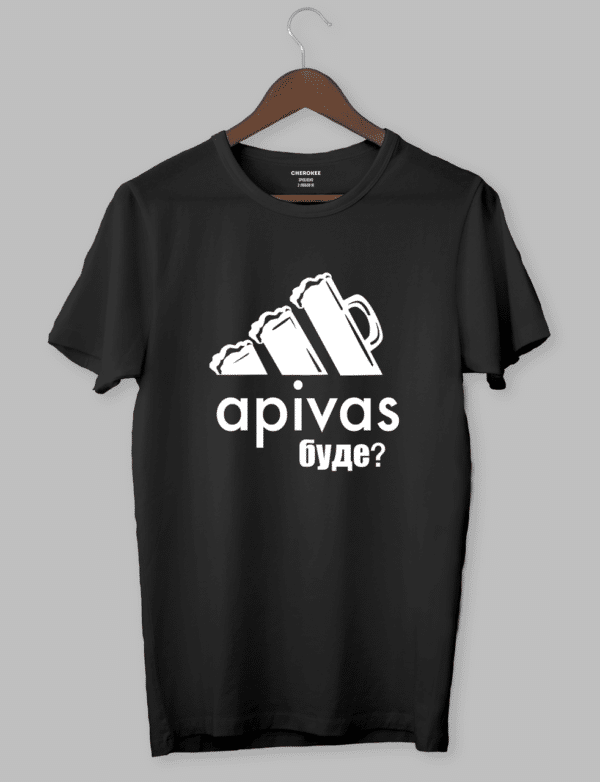 Креативна чорна футболка "apivas буде?"