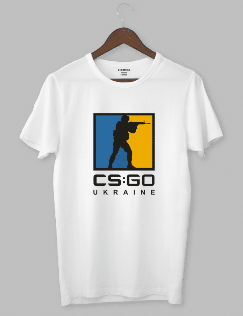 Футболка з оригінальним дизайном “CS GO Ukraine blue and yellow logo”