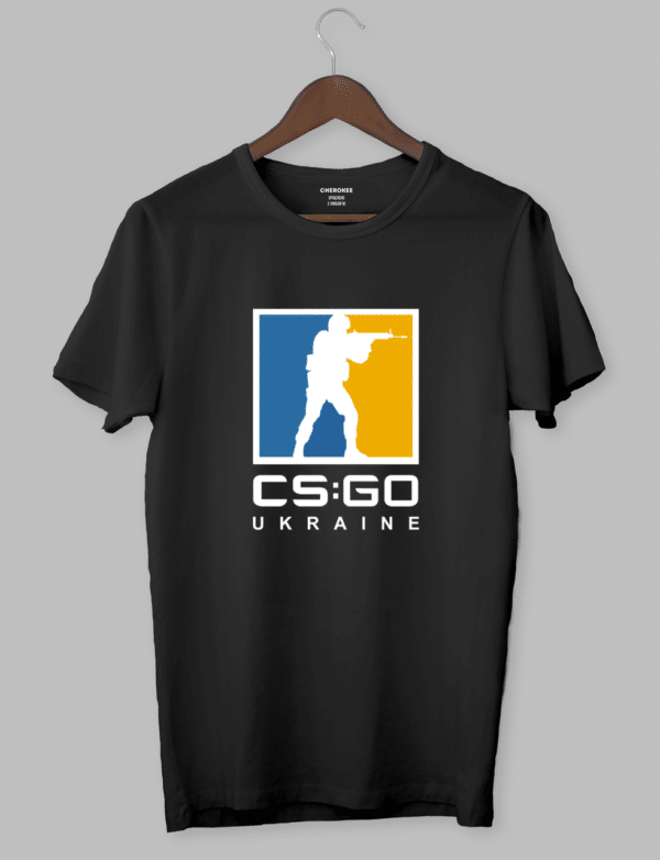 Футболка з оригінальним дизайном "CS GO Ukraine blue and yellow logo"