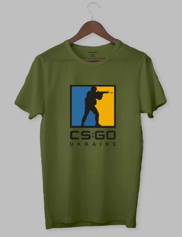 Футболка з оригінальним дизайном "CS GO Ukraine blue and yellow logo"