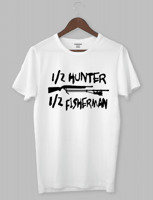 Футболка з прикольним дизайном «1/2 HUNTER 1/2 FiSHERMAN»