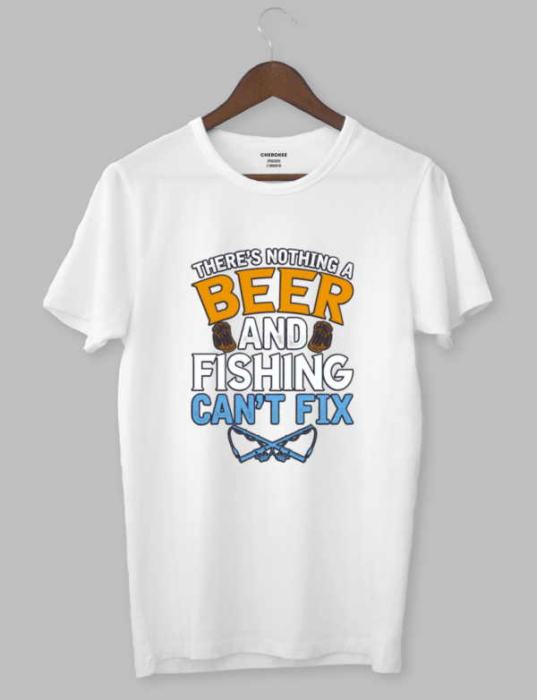 Футболка з прикольним дизайном «BEER AND FISHING CAN’T FIX»