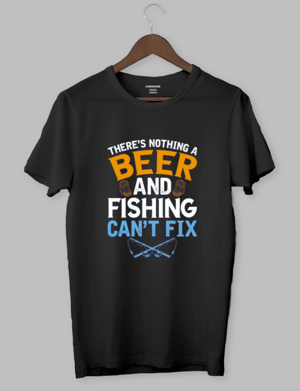 Футболка з прикольним дизайном «BEER AND FISHING CAN’T FIX»
