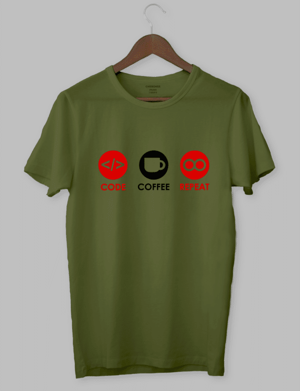 Футболка з прикольним дизайном «Code Coffee Repeat»