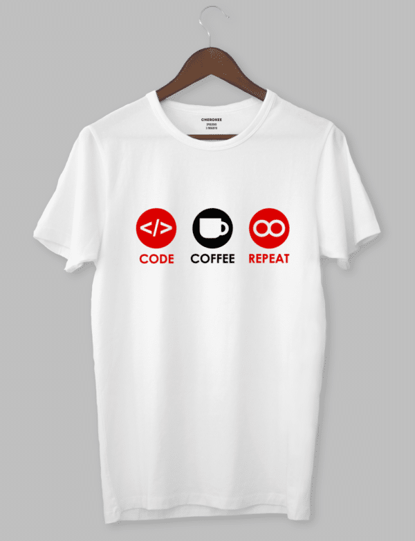 Футболка з прикольним дизайном «Code Coffee Repeat»