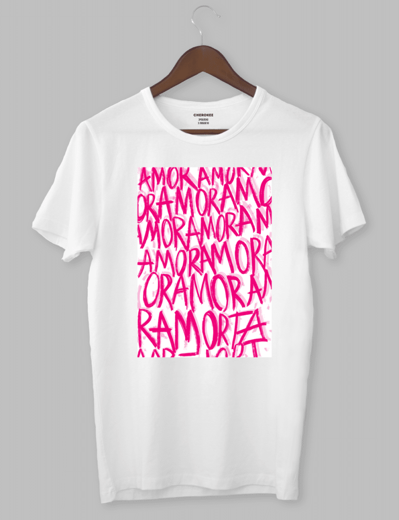 Футболка з оригінальним принтом “AMORE Pink”