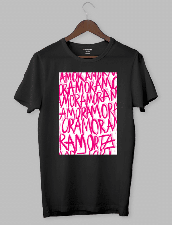 Футболка з оригінальним принтом "AMORE Pink"
