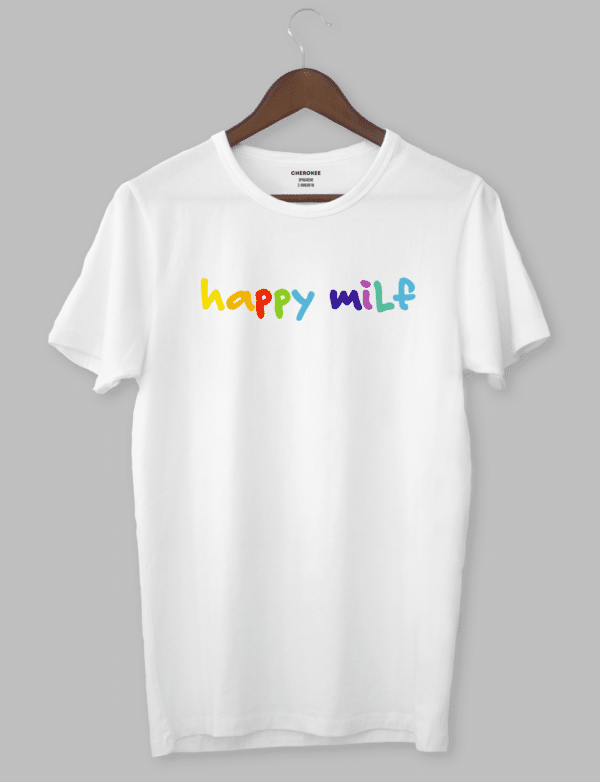Футболка з оригінальним принтом "happy milf"