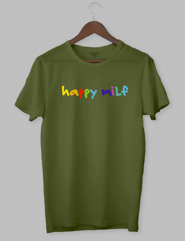 Футболка з оригінальним принтом "happy milf"