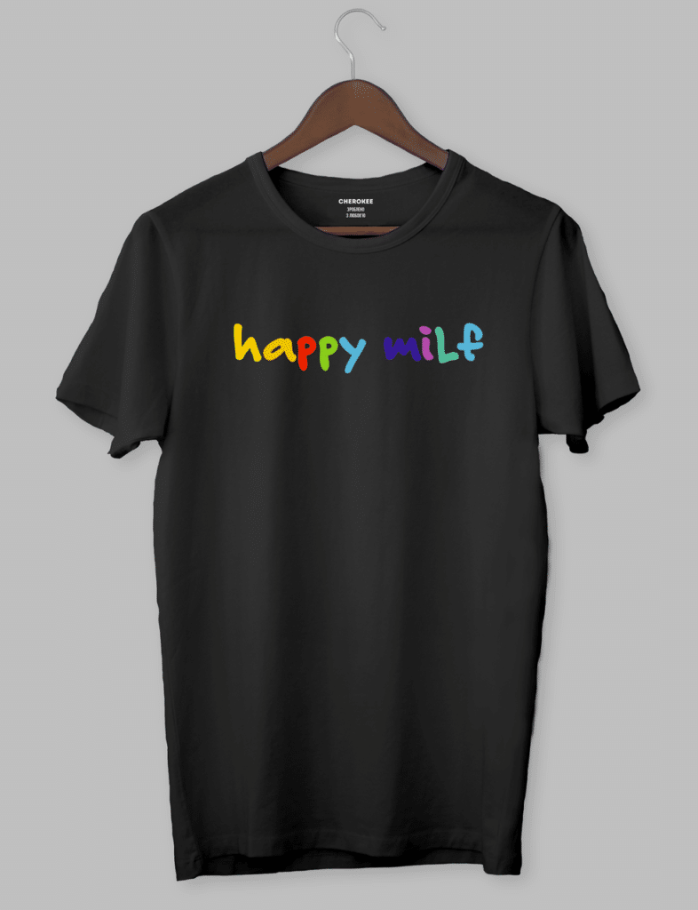 Футболка з оригінальним принтом “happy milf”