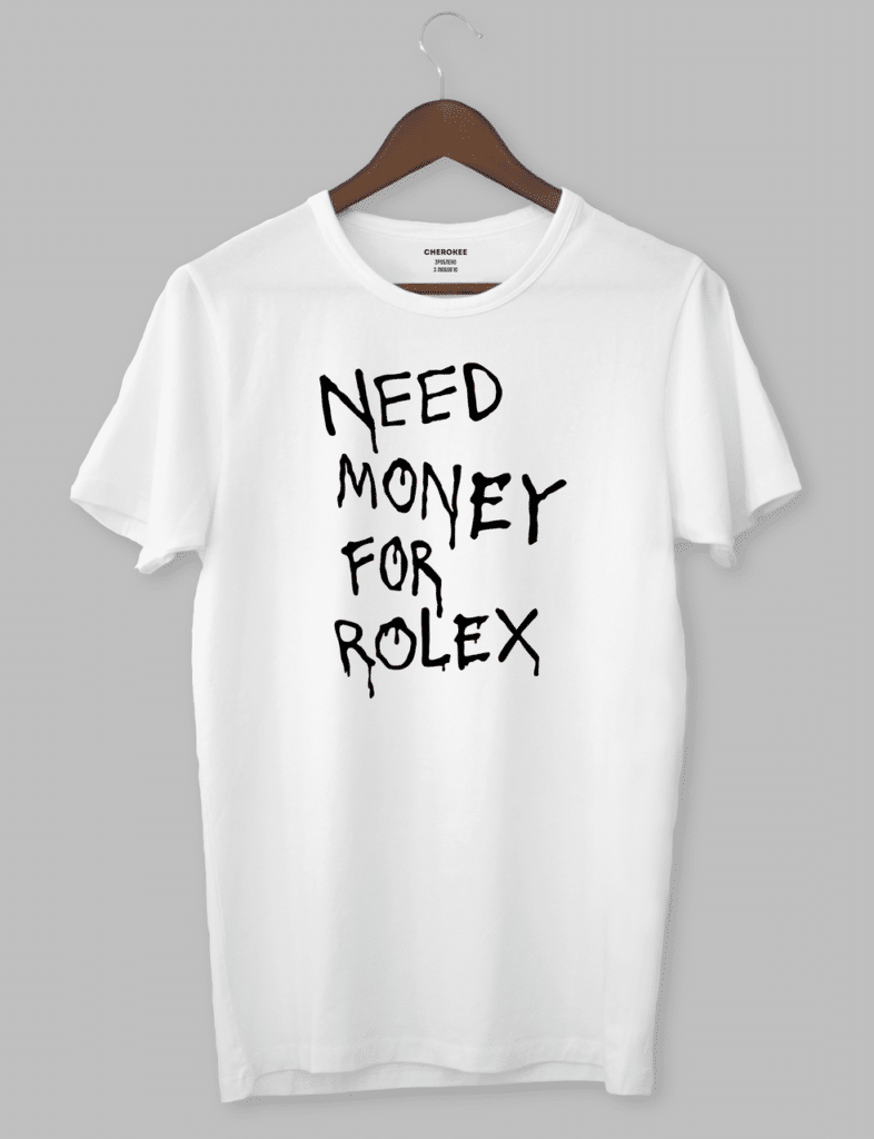 Футболка с прикольным дизайном “NEED MONEY FOR ROLEX”