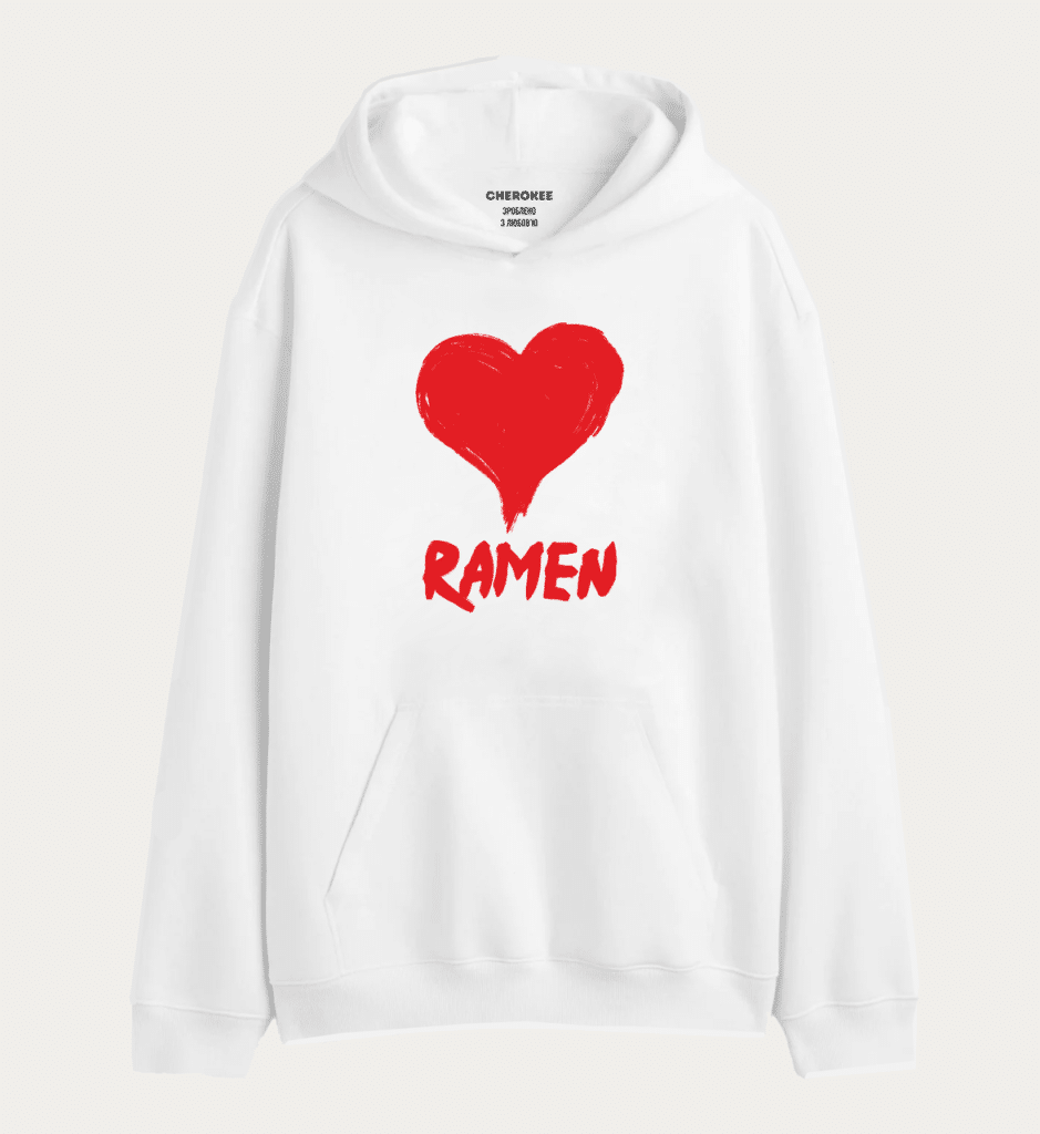Худі толстовка в білому кольорі  “I LOVE RAMEN”