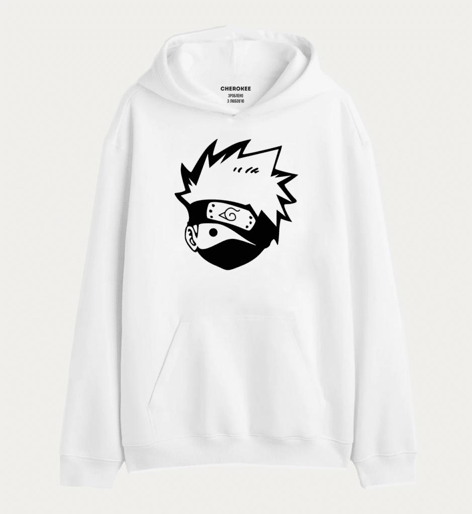 Худі толстовка в білому кольорі  “Cute face Kakashi”
