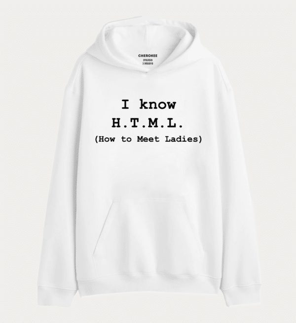Худі толстовка в білому кольорі "I know html"