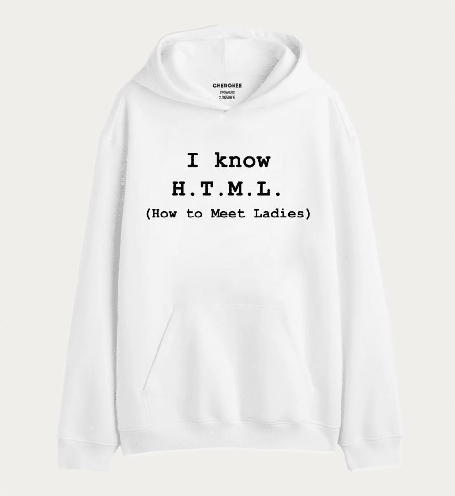 Худі толстовка в білому кольорі “I know html”