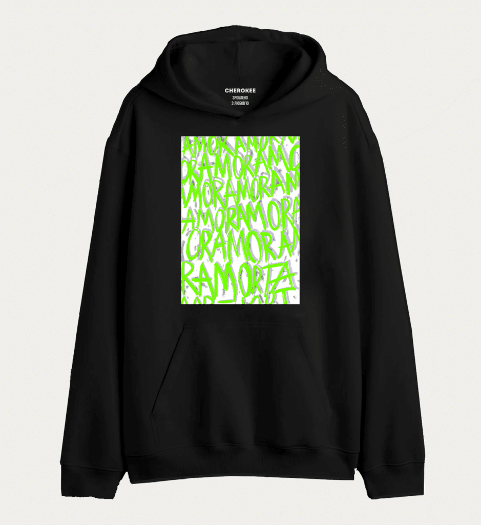 Худі толстовка з принтом “AMORE Green”