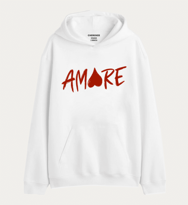 Худі толстовка в білому кольорі "amore red"