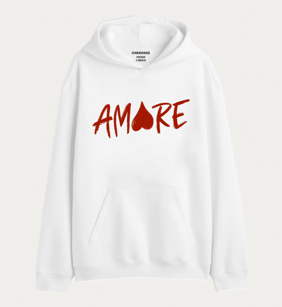 Худі толстовка в білому кольорі “amore red”