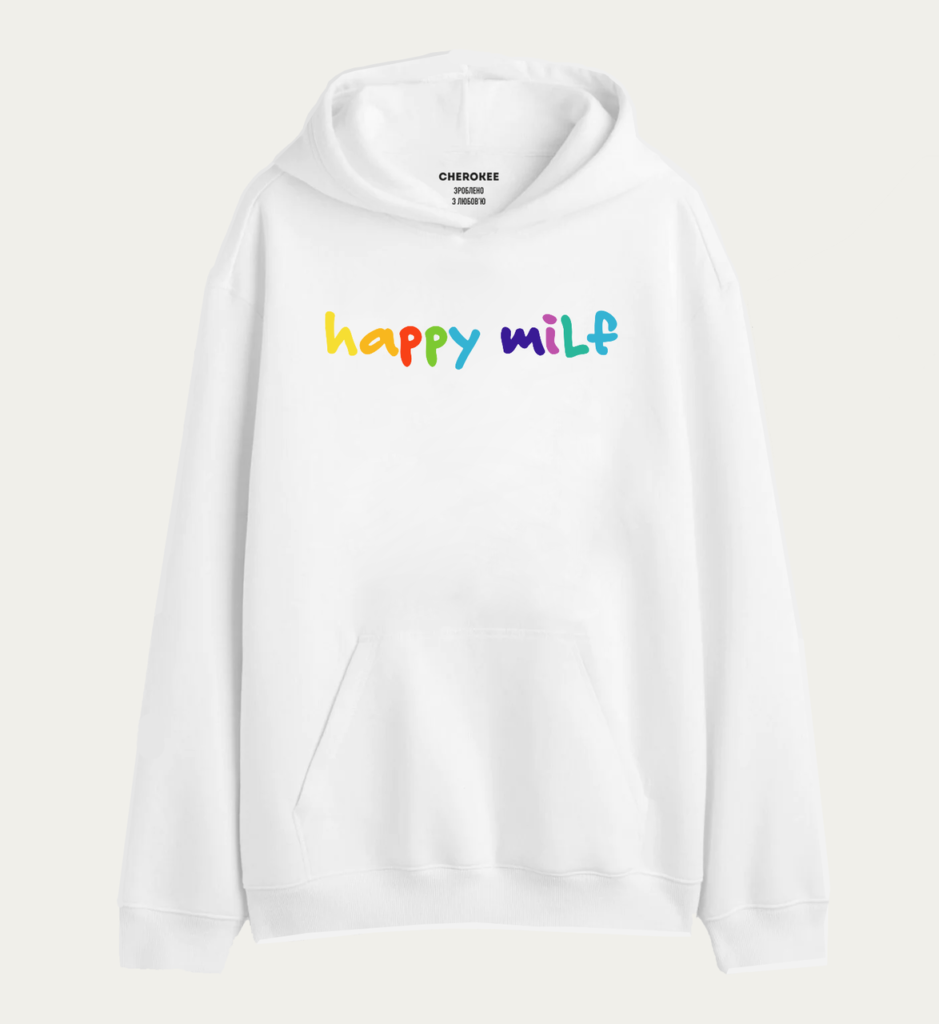 Худі з написом «happy milf»