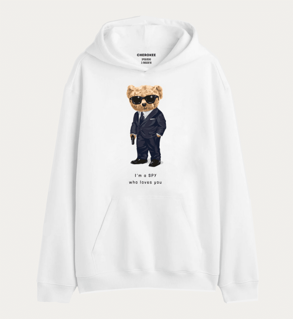 Толстовка з прикольним принтом Тедді “Ведмедик Тедді I’m a SPY who loves you “