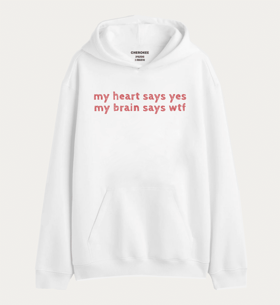 Толстовка з прикольним дизайном “my heart says yes my brain says wtf”