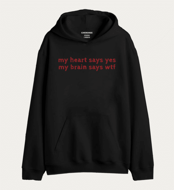 Толстовка з прикольним дизайном "my heart says yes my brain says wtf"