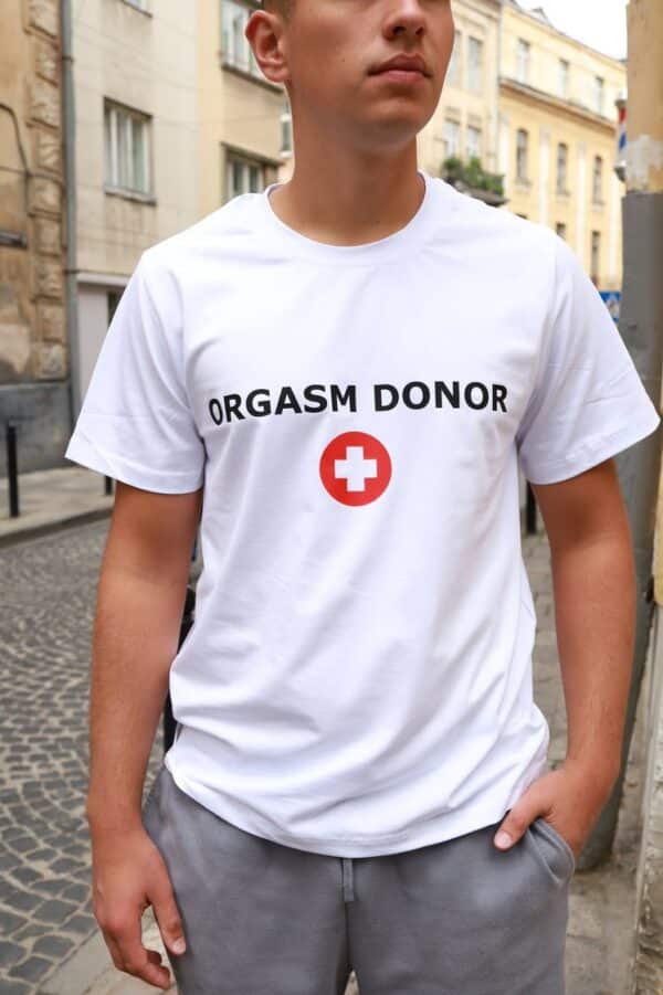 Футболка з смішним дизайном "Orgasm Donor"