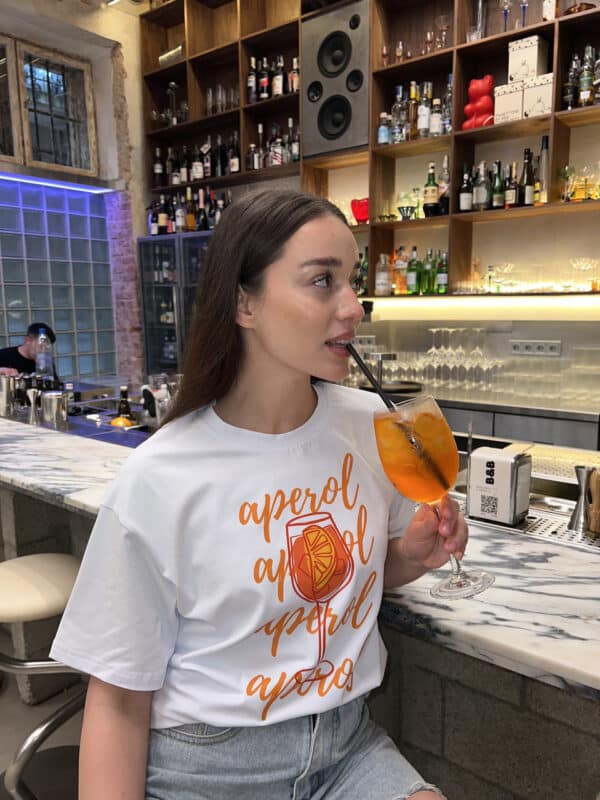 Футболка з літнім принтом "aperol"
