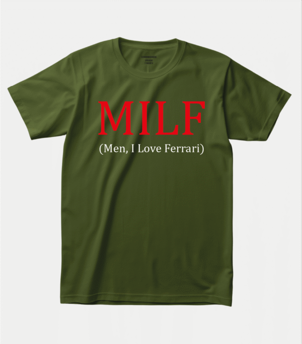 Футболка з провокаційним написом "MILF (Men, I Love Ferrari)"