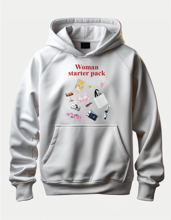 Прикольне худі з принтом "Woman starter pack"