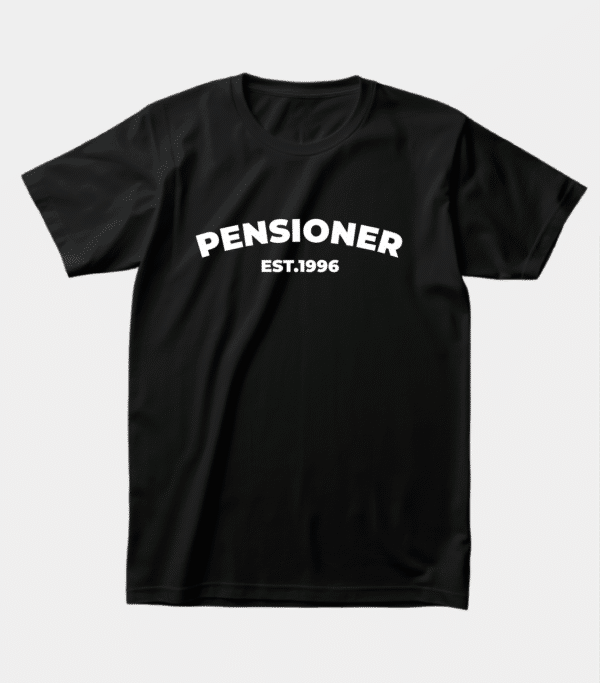 Футболка на подарунок "Pensioner est.1996" (рік можемо змінити на будь-який)