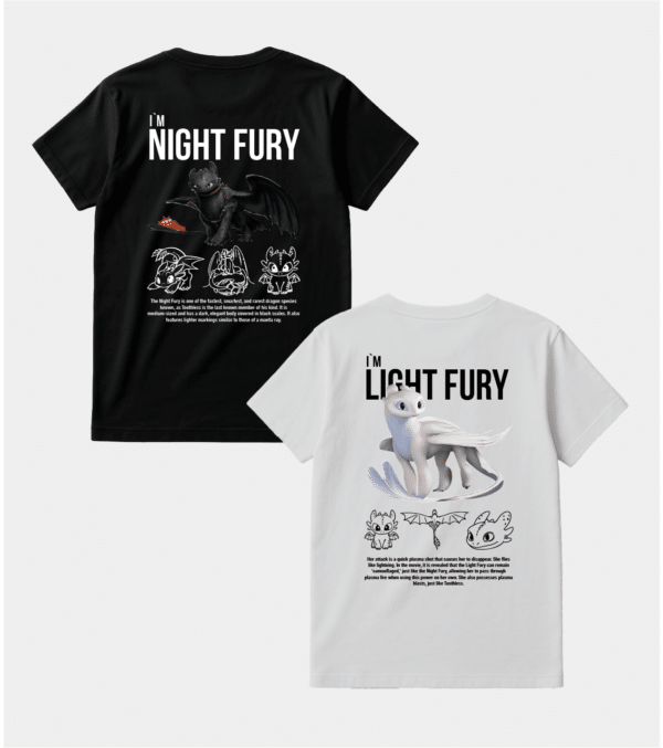 Парні футболки з принтом про кохання “I'M NIGHT FURY / I'M LIGHT FURY”